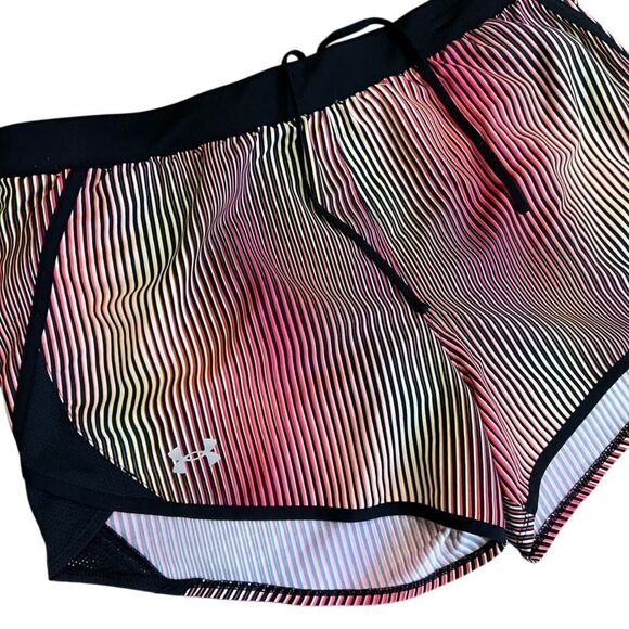 Under Armour Fly-by 2.0 Athletic Running Shorts Size Medium Striped Multicolor - Picture 7 of 13